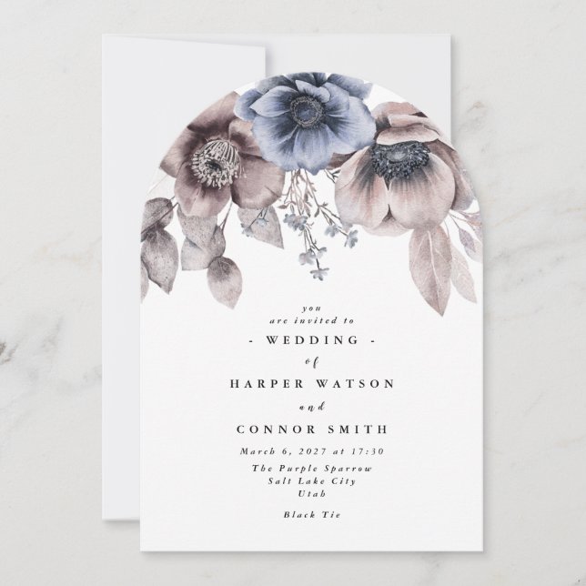 Romantische elegante Hochzeit der Wasserfarben Einladung (Vorderseite)