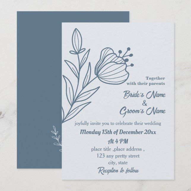 Romantische, elegante Hochzeit mit blühenden Blume Einladung (Vorne/Hinten)