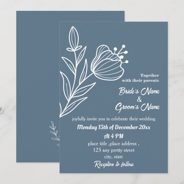 Romantische, elegante Hochzeit mit blühenden Blume Einladung (Vorne/Hinten)
