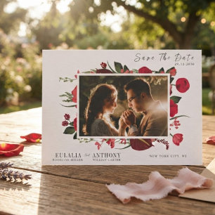 Romantische elegante Hochzeit - Termin vormerken Einladung