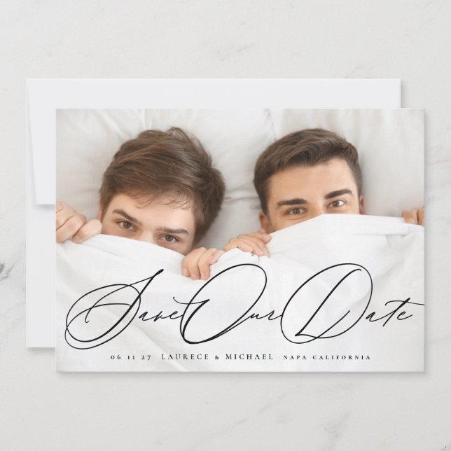 Romantische Elegante klassische Foto Hochzeit Save The Date (Vorderseite)