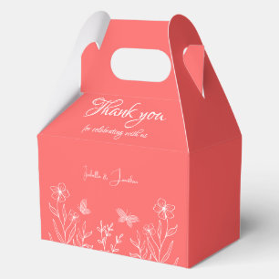 Romantische elegante Korallenhochzeit, rosa Blumen Geschenkschachtel
