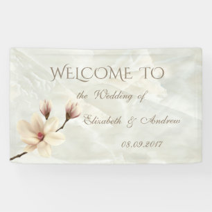 Romantische Elegante Magnolia, Marmorhochzeitsbann Banner