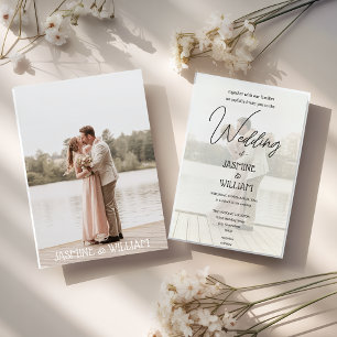 Romantische elegante Paar-Foto-Hochzeitseinladung Einladung