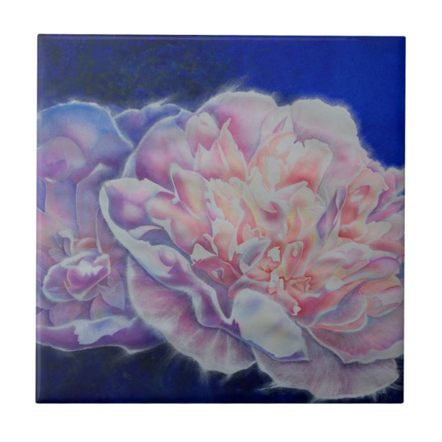 Romantische elegante rosa blaue Pastellfarben Fliese (Vorderseite)