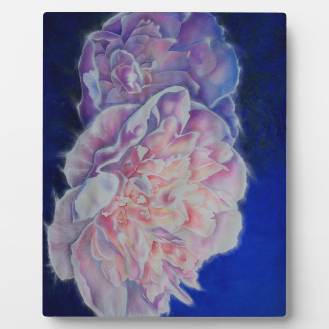 Romantische elegante rosa blaue Pastellfarben Fotoplatte (Vorderseite)