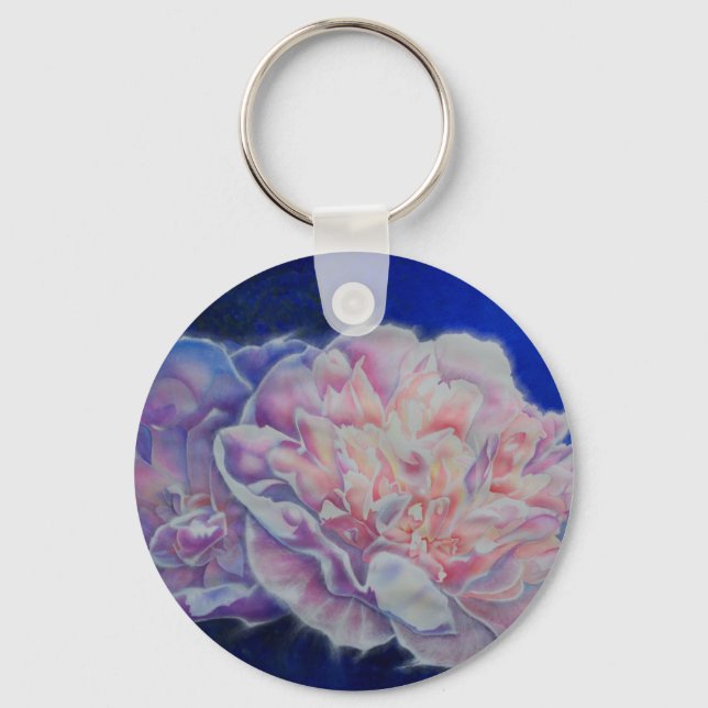 Romantische elegante rosa blaue Pastellfarben Schlüsselanhänger (Vorderseite)