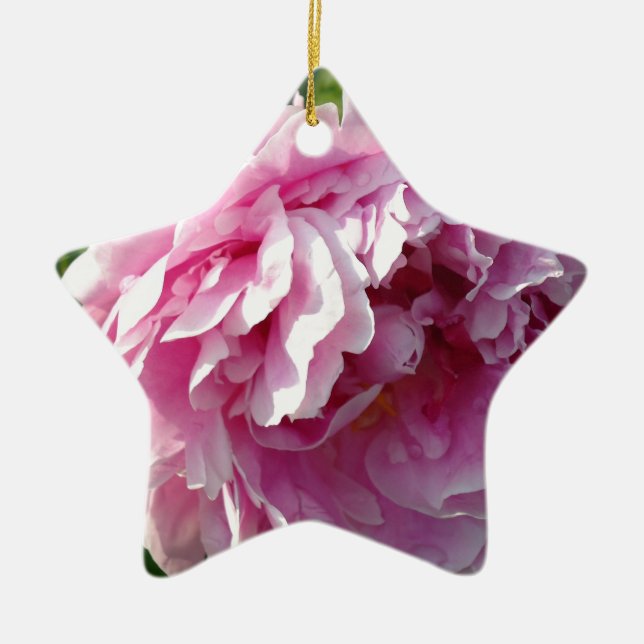 Romantische, elegante rosafarbene, blühende Pink P Keramik Ornament (Vorne)