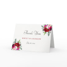 Romantische Elegante Rote Rose Hochzeit Danke Kart