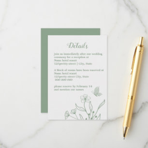 Romantische elegante Salbei Blütenhochzeit Begleitkarte
