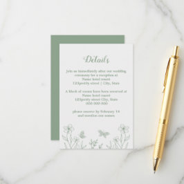 Romantische elegante Salbei Blütenhochzeit Begleitkarte