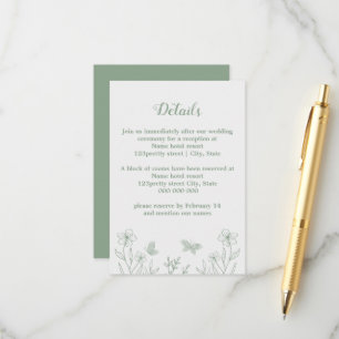 Romantische elegante Salbei Blütenhochzeit Begleitkarte