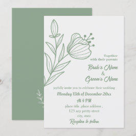 Romantische elegante Salbei Blütenhochzeit Einladung