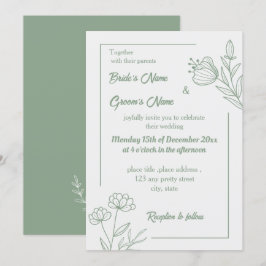 Romantische elegante Salbei Blütenhochzeit Einladung