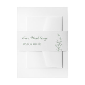 Romantische elegante Salbei Blütenhochzeit Einladungsbanderole