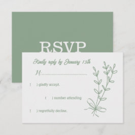 Romantische elegante Salbei Blütenhochzeit RSVP Karte