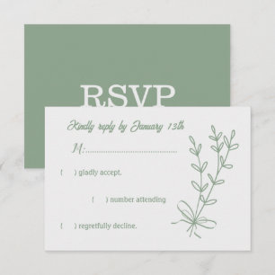 Romantische elegante Salbei Blütenhochzeit RSVP Karte