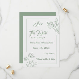 Romantische elegante Salbei Blütenhochzeit Save The Date