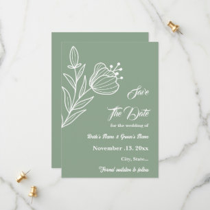 Romantische elegante Salbei Blütenhochzeit Save The Date