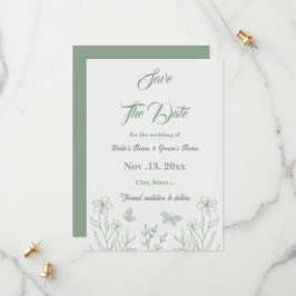 Romantische elegante Salbei Blütenhochzeit Save The Date