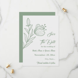 Romantische elegante Salbei Blütenhochzeit Save The Date