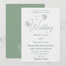 Romantische elegante Salbei-Schmetterlinge Hochzei Einladung