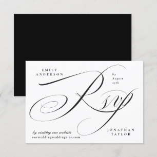 Romantische elegante Schwarz-Weiß-Kalligraphie RSVP Karte