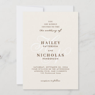 Romantische elegante Script Monogram Champagne Wed Einladung