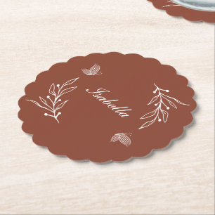 Romantische, elegante Terracotta Hochzeitsreise mi Untersetzer
