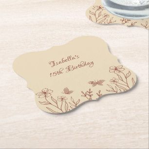 Romantische elegante Terrakotta-Blumenhochzeit Untersetzer