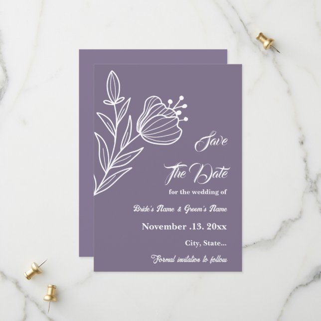Romantische, elegante und blumengeschmückte Hochze Save The Date (Vorderseite/Rückseite Beispiel)