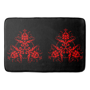Romantische, elegante Vintage Damaske Roter Goth Badematte