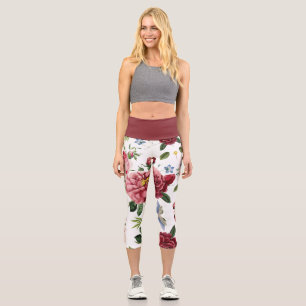 Romantische elegante Vintage-Rosen in Rosa Capri Leggings