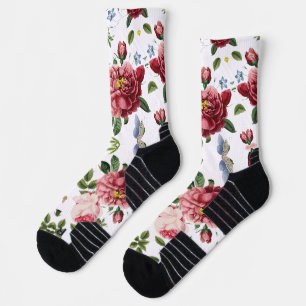 Romantische elegante Vintage-Rosen in Rosa Socken