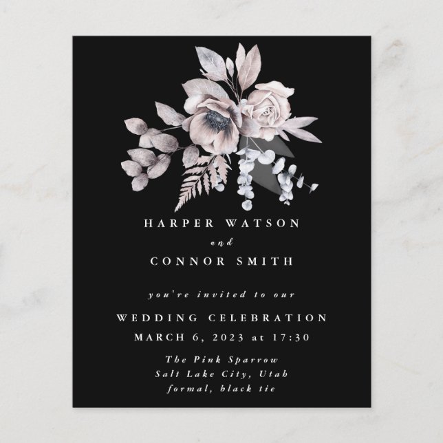 Romantische elegante Wasserfarben Budget Blumenzeh Flyer (Vorne)