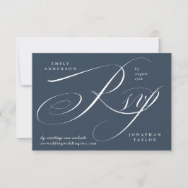 Romantische Eleganto Navy Blue and White Calligrap RSVP Karte