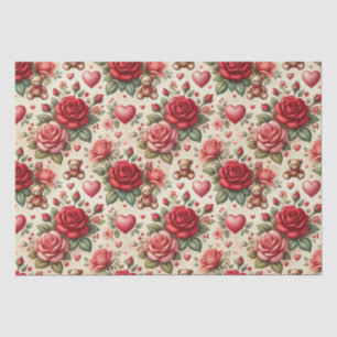 Romantische Eleganz: Rose und Herz Seidenpapier