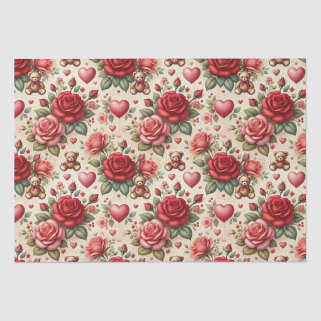 Romantische Eleganz: Rose und Herz Seidenpapier (Vorderseite)