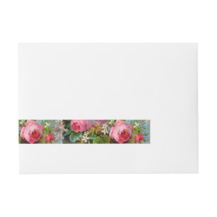 ROMANTISCHE ENGELS-ANSAMMLUNGS-ROSA-ROSEN UND Rundum-Adressaufkleber
