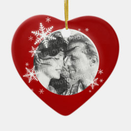 Romantische Erstweihnachtsverzierung des Fotos Keramik Ornament