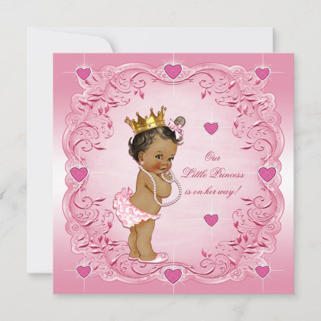 Romantische Ethnisch-Prinzessin-Liebe Herz-Babydus Einladung (Vorderseite)