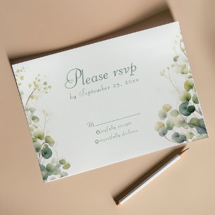 Romantische Eukalyptus-Blätter, Hochzeit rsvp Karte