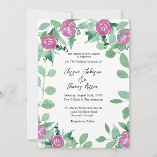 Romantische Eukalyptus Pink Roses Einladung Hochze