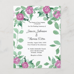 Romantische Eukalyptus Pink Roses Einladung Hochze Postkarte
