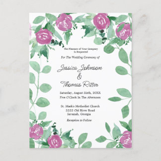 Romantische Eukalyptus Pink Roses Einladung Hochze Postkarte