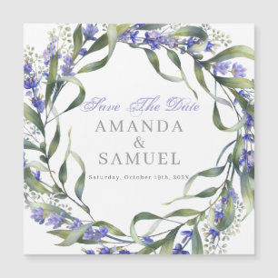 Romantische Eukalyptus- und Lavendel-Hochzeitsankü Magnetkarte