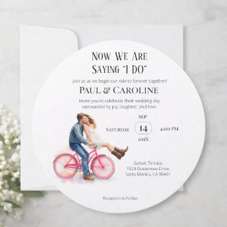 Romantische Fahrrad-Hochzeitseinladung Modern Einladung