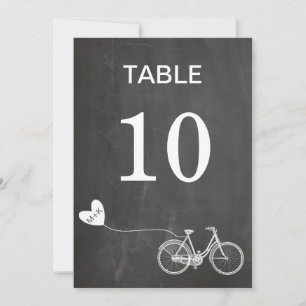 Romantische Fahrrad-Initialen auf Schultafel-Tisch Einladung