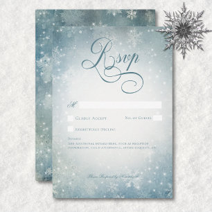 Romantische Fallende Schnee Blau Weißer Sparkle Ke RSVP Karte