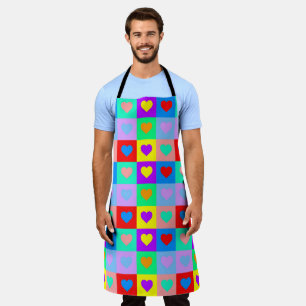 Romantische Farbenfrohe Herzdesign Pop Art Collect Schürze